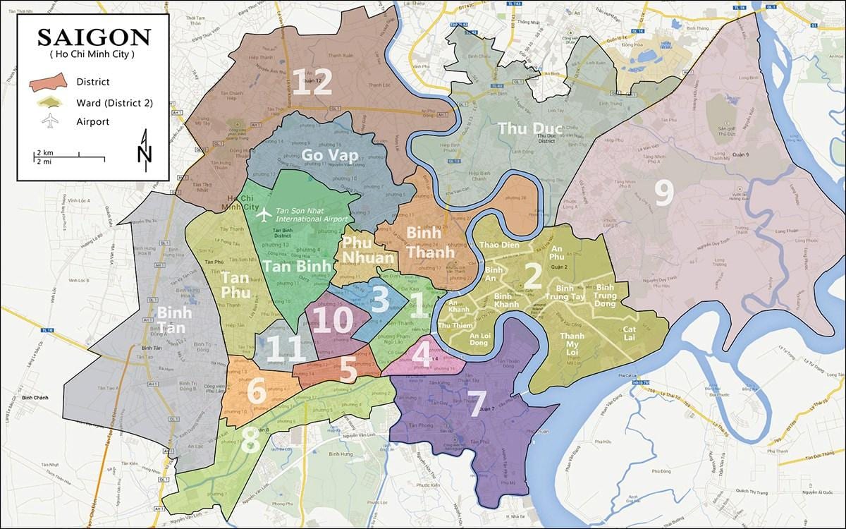 Mapa da provincia o 9 de ho chi minh city 