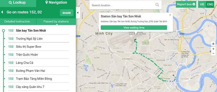 Mapa de ho chi minh autobús 152 ruta